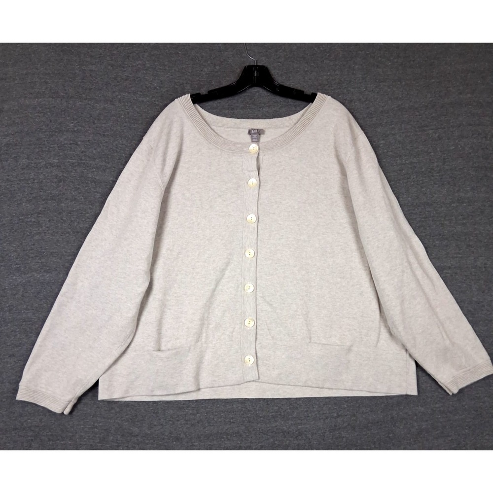 J Jill Cardigan Womens 4X Gray Knit Cardigan Academia Coastal Capsule Minimalist